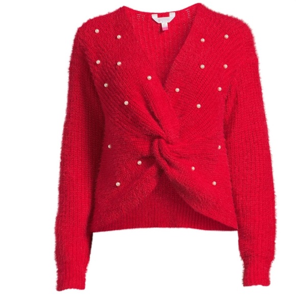 Sweaters - Juniors' Twist Faux Pearl Sweater